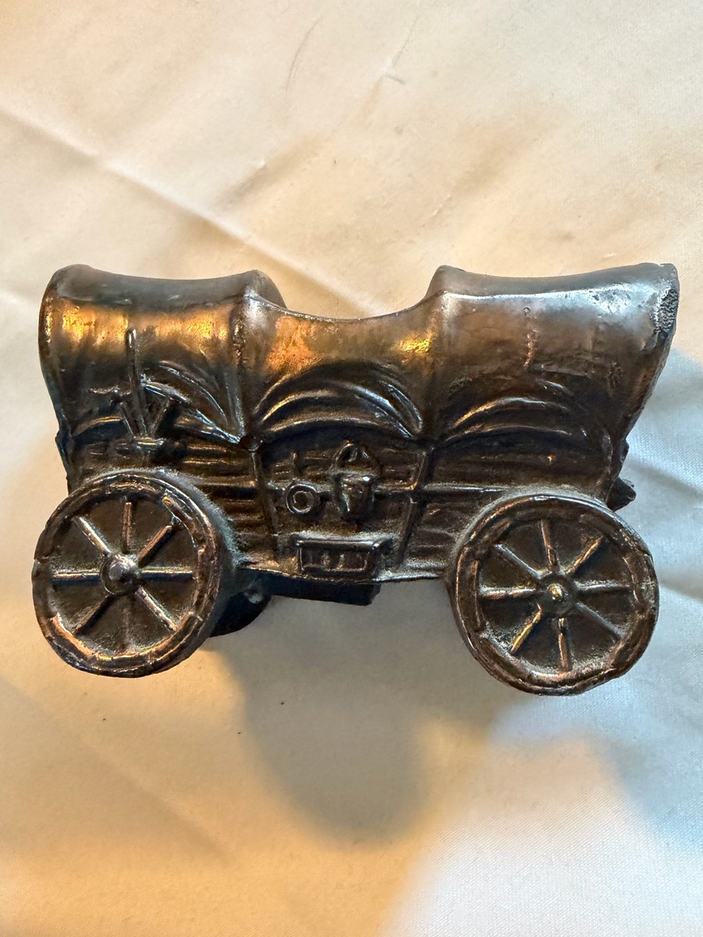 Vintage 30/40’s Cast Iron Covered Wagon Toothpick/Matchstick Holder~ Bronze Wash